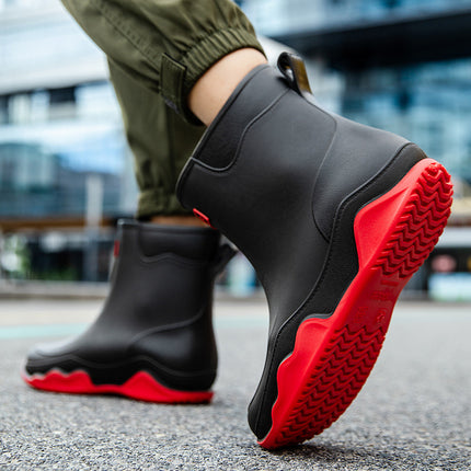 Japanese-Style Rain Boots for Women, Mid-Calf Plastic Waterproof Shoes, Lightweight Outdoor Water Shoes, Non-Slip Rubber Shoes, Kitchen Overshoes for Couples