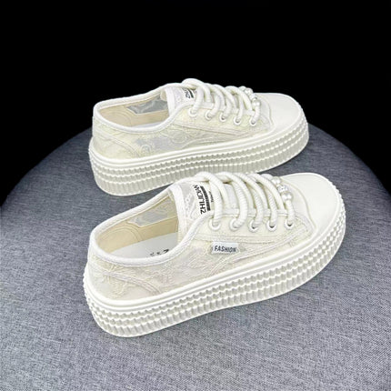 Lightweight Fisherman Shoes Women's 2024 Summer New Sports Mesh Breathable Feet White Shoes Canvas Shoes 34 Size Elevated