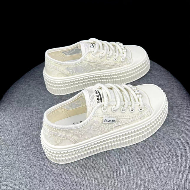 Lightweight Fisherman Shoes Women's 2024 Summer New Sports Mesh Breathable Feet White Shoes Canvas Shoes 34 Size Elevated