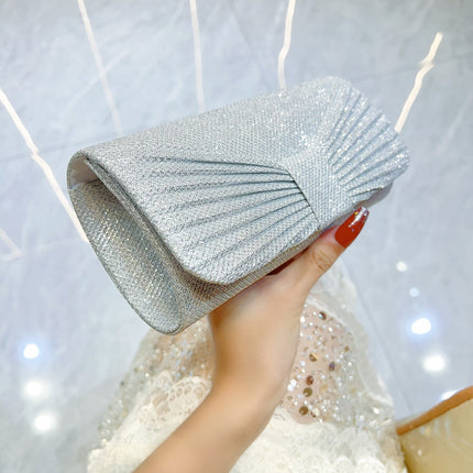 New Cross-border Pleated Clutch Bag Shiny Evening Bag Chain Fashion Party Women's Bag Shoulder Crossbody Mini Bag