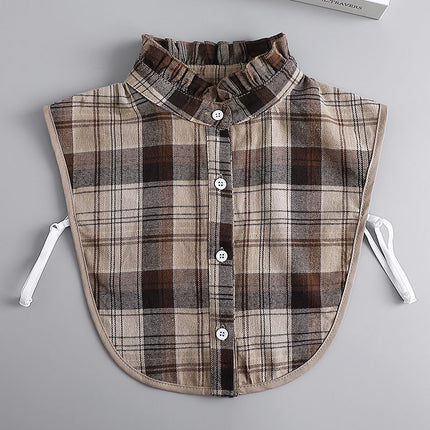 Autumn and Winter All-match Sanding Plaid Shirt Fake Collar Decorative Collar Lining Collar Thickened Women's College-style Multifunctional Collar
