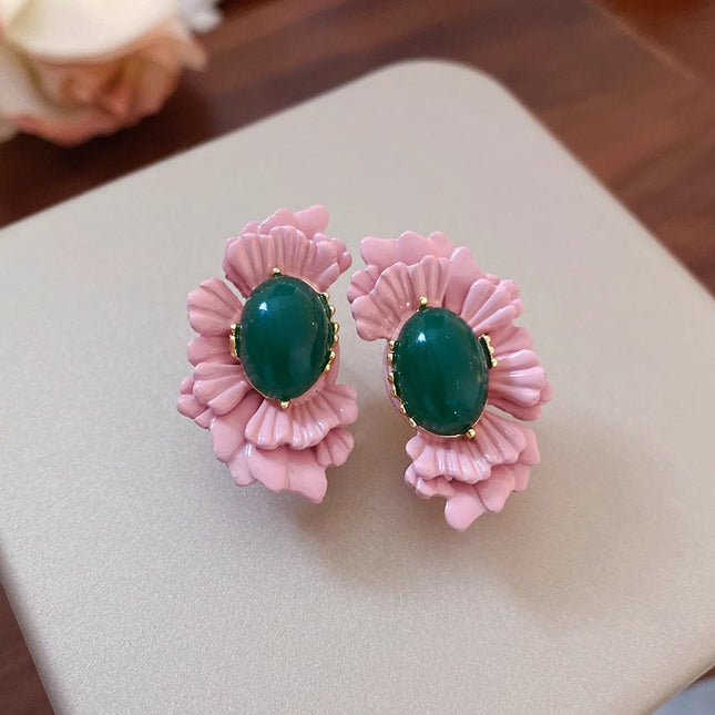 New Chinese Style Begonia Flower Unique and Beautiful Earrings Accessible Luxury High-End Exquisite Elegant Pink Earrings Retro Earrings for Women