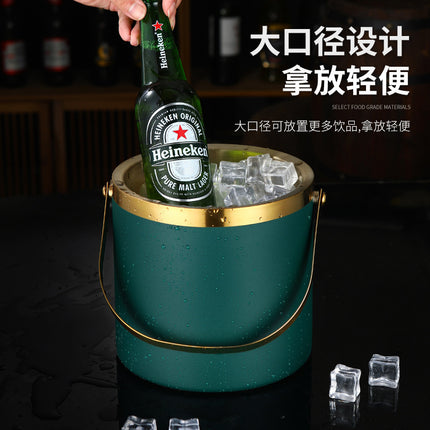 Amazon Stainless Steel Double-Layer Ice Bucket Bar Champagne Red Wine Beer Commercial Ice Bucket Stainless Steel Bucket