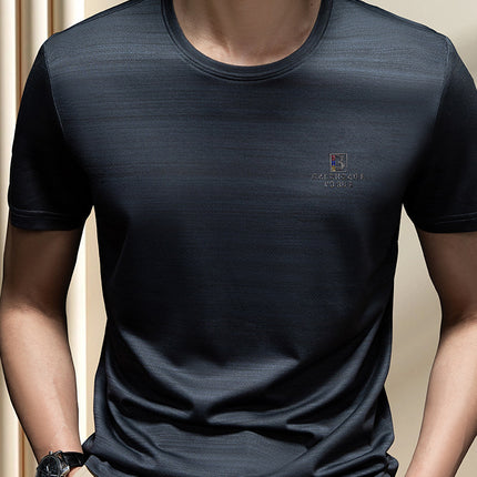 Men's Summer Short-Sleeved T-Shirt Casual Mercerized Breathable Thin Round Neck Half-Sleeved Letter Hot Diamond Top Men's H6651