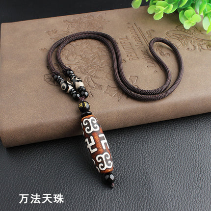 Natural Xizang Qibao Laojiu Eye Agate Tianzhu Wool Chain Chalcedony Necklace Pendant Live Supply Rope suit