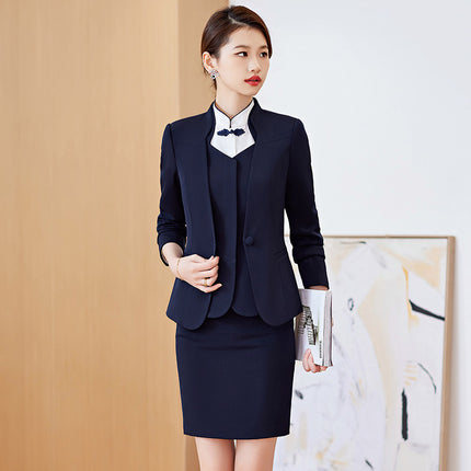 Spring and Autumn 2023 Commuter New wine red Long Sleeve Suit I Also Blouse Pants Skirt Four-Piece Suit