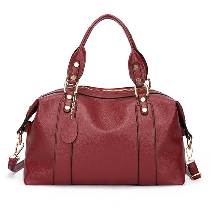 Cross-Border Foreign Trade Women's Bag Boston Bag Solid Color Simple Handbag Work Commuter Bag Single Shoulder Crossbody Tote Soft