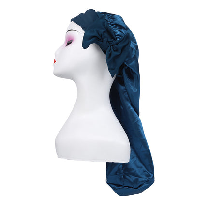 Amazon's New Women's Ribbon Long Hat Satin Nightcap Hairdressing Shower Cap Hair Care Cap Long Tail Turban Hat