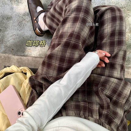 [Add fertilizer to increase] winter fleece-lined thick lambswool plat pants women's high waist warm casual pants