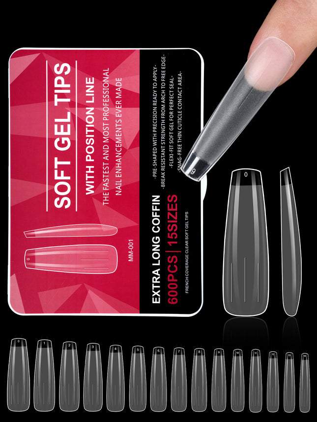 Cross-border grinding-free ultra-thin nail art half frosted seamless false finger nail patch soft gel tips 600p