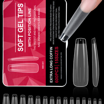 Cross-border grinding-free ultra-thin nail art half frosted seamless false finger nail patch soft gel tips 600p