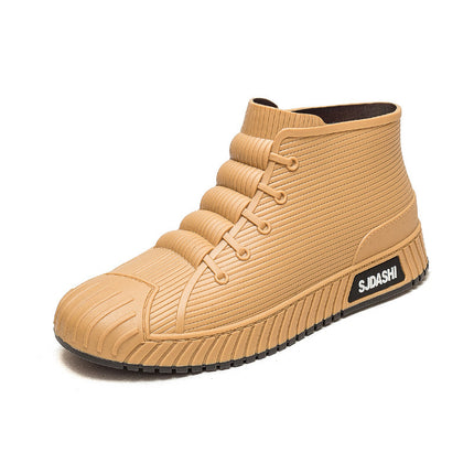 Fashion men's rain boots low fleece-lined kitchen fishing non-slip waterproof rain boots fleece-lined warm take-out work water shoes