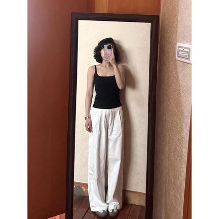 2025 New Korean Style Jeans for Women, High-Waisted, Loose, Slimming, Pleated Design, Wide-Legged, Loose Floor-Length Trousers