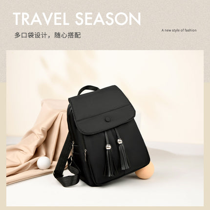 Women's Backpack New Fashion Trend Oxford Cloth Double Back Large Capacity Solid Color Backpack Outdoor Travel Bag
