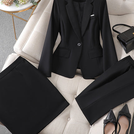 Cross-Border Haze Blue Small Suit Set for Women, Autumn Workwear, Elegant Goddess Style, High-End Professional Suit Set