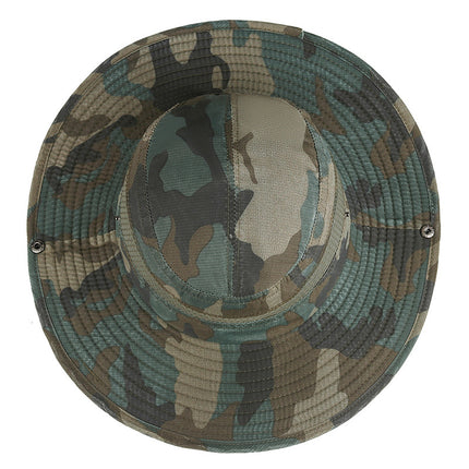 Summer Outdoor Jungle Adventure Hat for Men and Women Sun Protection Washed Camouflage Fisherman Hat Mountaineering Fishing Large Brim Sun Hat