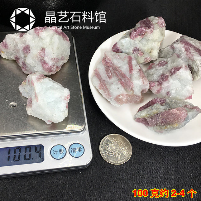 Natural pink tourmaline original stone decoration home desktop office decoration plant landscape Stone Children's teaching ore