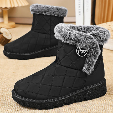 Women's Snow Boots Autumn and Winter New Cross-Border Dropshipping Polyurethane Mid-Calf Cotton Shoes with Plush Lining and Thickened Warm Cotton Boots