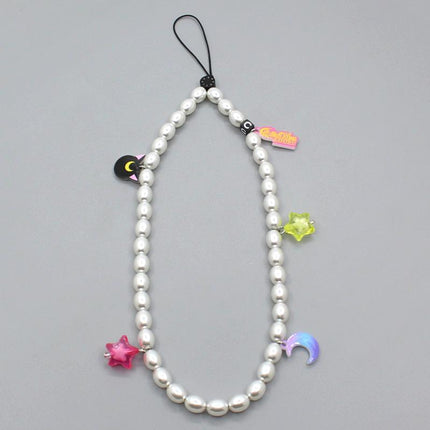 Online popular anti-lost mobile phone chain rainbow mobile phone chain same enamel beads DIY mobile phone lanyard factory direct sales