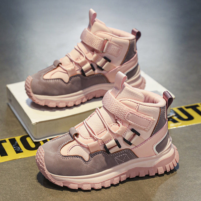 Boys' sneaker 2024 Fall/Winter New Mid-Large Children's Non-Slip Soft Bottom High-top Torre Shoes Boys' Trendy Running Shoes