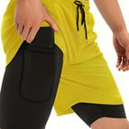 Kd60010 fake two-piece shorts-yellow / Xs (domestic size m)
