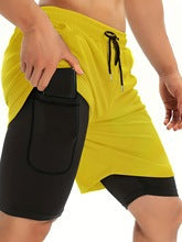 Cross-border European and American Size in stock Fitness Loose Quick-drying Running Ball Sports Mesh Double-layer Fake Two-piece Shorts