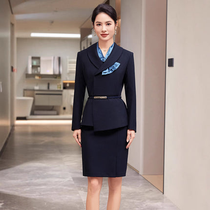 High-end Professional Suit suit Women's New Spring and Autumn Hotel Front Desk Reception Tooling Guide Shopping Case Field Customer Service Work Clothes