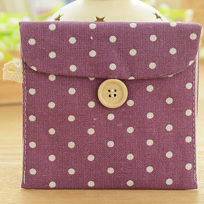 Hot-selling supply wave point cotton and linen sanitary napkin storage bag sanitary cotton bag student girl aunt towel storage bag