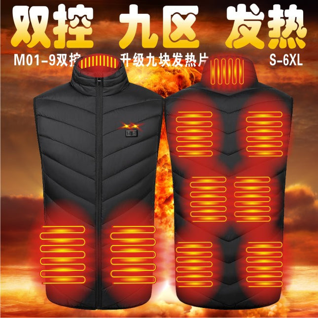 Cross-Border Popular Men's Stand-Up Collar Heating Vest Cotton Vest Electric Heating Vest USB Powered Intelligent Constant Temperature Heating Clothing