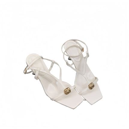Lady Style Square Toe Metal Buckle Sandals 2025 Summer New Thin Strap Lady Style Women's Shoes Design High Heel Sandals
