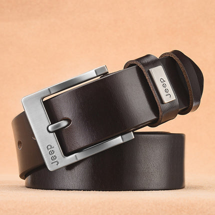 Cross-border men's leather pin buckle belt retro belt fashion casual real cowhide jeans belt manufacturers wholesale