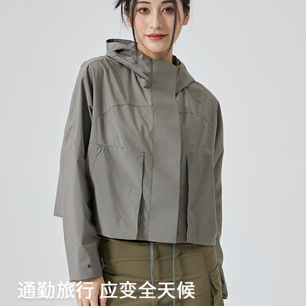 New Outdoor Hooded Jacket Women's Sports Jacket Windproof Waterproof Breathable Short Jacket Work Shirt