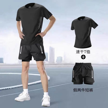 Badminton Clothing Men's Ice Silk Summer Quick-Drying Clothing Set Fitness Sports Short-Sleeved T-Shirt Table Tennis Training Equipment
