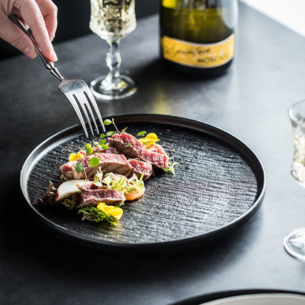 Ceramic Steak Dinner Plate, Household Stone Pattern Western Food Plate, Pasta Plate, Salad Plate, Flat Plate, Round Plate, High-end