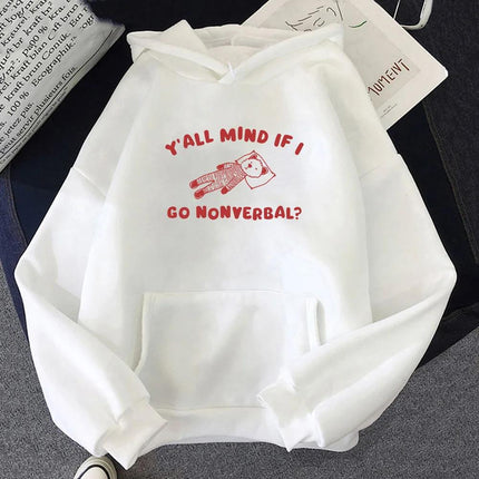 Yall Mind Kawaii Cartoon Graphic Print Hoodies Long Sleeve