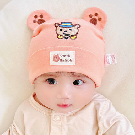 Katu Bear Infant Hat Spring & Fall 3-6-12 Months Male and Female Baby Pullover Hat Cotton 100-Day Sleeping Hat