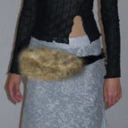 Fur waist chain imitation fur crocodile leather / 110cm