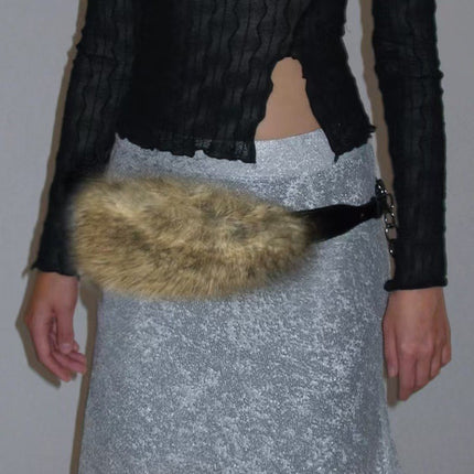 New Rabbit Fur Belt D. I .A OOTD Mao Mao Belt Europe and America Cross-border Hot Sexy Spice Girl Waist Cover Wide Belt