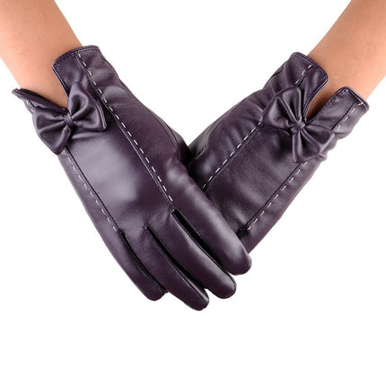 Wholesale men's leather gloves winter riding warm waterproof windproof fleece-lined thickened Korean gloves women driving touch screen