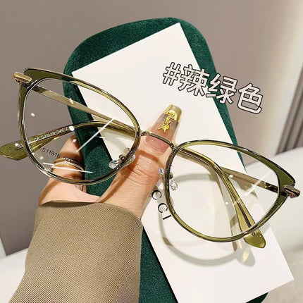 European and American retro cat's eye myopia glasses women's professional can be equipped with power lenses flat lens small frame eye frame