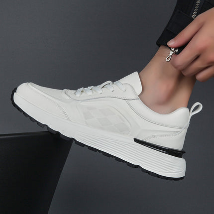 Genuine Leather Sneakers Casual Men's Shoes Spring Versatile Thick-Soled Dad-Style Cowhide Running Shoes Men's 6338 Comfortable