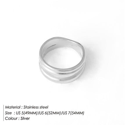 Cross-border Korean and Japanese niche versatile plain ring multi-layer ring female personality index finger ring titanium steel plated 18K gold hand jewelry