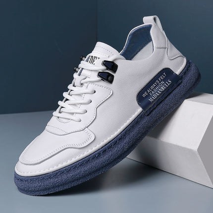 Men's shoes spring 2022 New genuine leather White shoes men's trendy all-Match sports casual leather shoes breathable board shoes