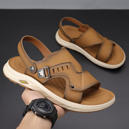 Popular Sandals for Men, Summer Dual-Purpose Driving Sandals, Casual Non-Slip Soft Sole Breathable Beach Shoes, Drop Shipping