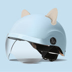 One size fits all / Summer helmet frosted blue + summer helmet transparent mirror + accessories (rabbit ears white)