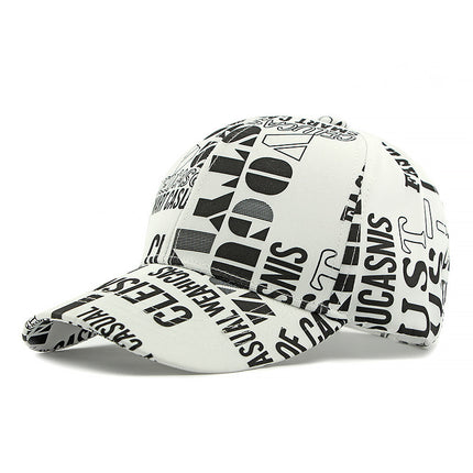 Women's Spring and Summer Sun Protection Visor Hat, Fashionable Ripped Graffiti Print Letter Baseball Cap, Men's Hard Brim Cap