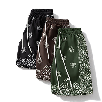 2026 New American-Style Trendy Retro Men's Sports Casual Shorts Paisley Pattern Five-Point Shorts Sports Basketball Shorts