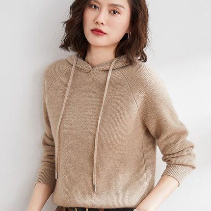 Hooded Knit Sweater for Women 2025 Autumn and Winter New Loose Cable Knit Hooded Sweatshirt Thickened Casual Sweater Base Layer