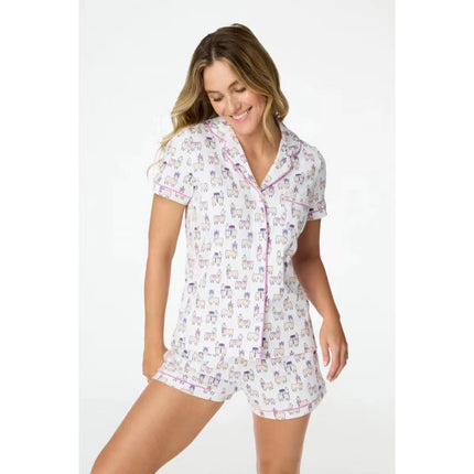 2024 Summer Amazon European and American Style Homewear Monkey Print Polo Casual Set Foreign Trade Pajamas European and American Style Set