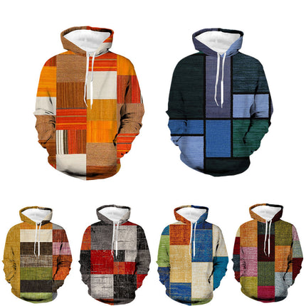 2023 New Amazon foreign trade stitching pattern 3D digital printing sweater spring and autumn men's and women's hoodie